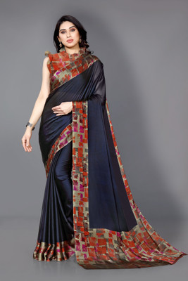 MIRCHI FASHION Printed, Color Block Daily Wear Chiffon, Georgette Saree(Dark Blue, Beige)