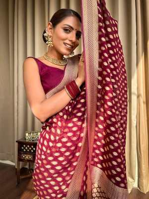 Khodal Zari Work Woven Kanjivaram Jacquard, Pure Silk Saree(Maroon)