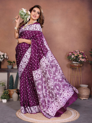 Tasrika Tie-Dye Bollywood Silk Blend Saree(Purple)