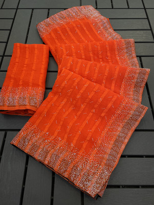 ZOYAL ENTERPRISE Embellished Bollywood Georgette Saree(Orange)