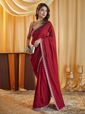 KASEE Self Design Bollywood Silk Blend Saree(Maroon)