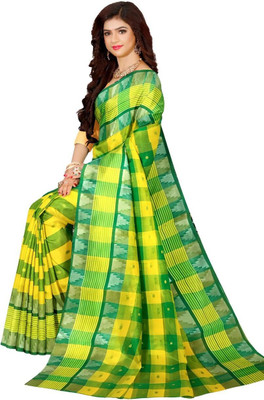CommonHouseee Self Design Tant Pure Cotton Saree(Blue)