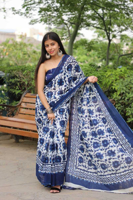 AARTI FASHION Printed Ikkat Cotton Blend Saree(Multicolor)