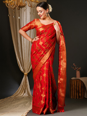 Divastri Woven Kanjivaram Georgette Saree(Red)