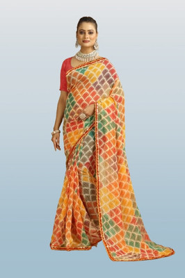 Damru trendz Printed Daily Wear Georgette Saree(Multicolor)