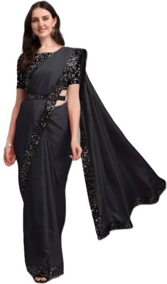 Treshpino Enterprise Embellished Bollywood Silk Blend Saree(Black)