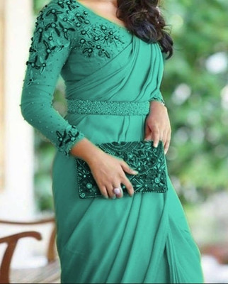 PRATYAMFASHION Embroidered Leheria Net Saree(Light Green)