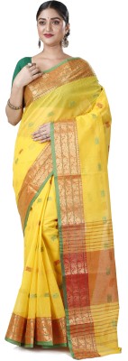 DipDiya Self Design, Paisley Tant Pure Cotton Saree(Yellow)