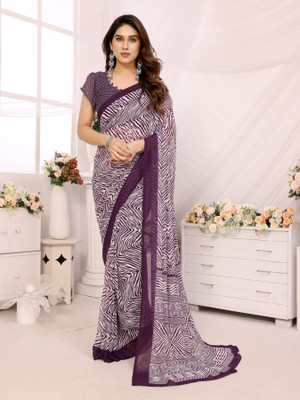 AAI LAXMI CREATION Digital Print, Printed Daily Wear Georgette Saree(Purple)