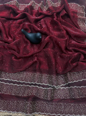 JENNVIA Self Design Daily Wear Jimmy choo Saree(Maroon)