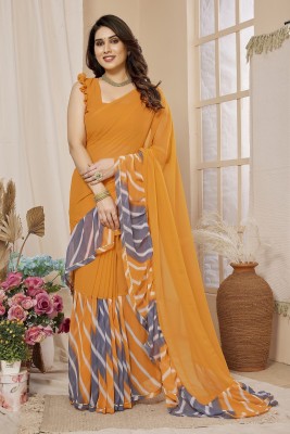 ROOP SUNDARI SAREES Printed Leheria Georgette Saree(Orange)