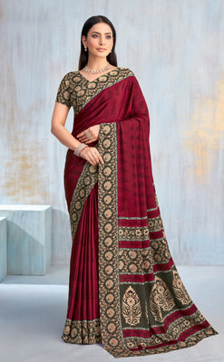 Divastri Printed Bollywood Crepe Saree(Maroon)