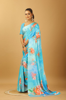 nirmal creation Self Design Bollywood Satin Saree(Blue)