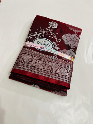 urvashisaree Woven Banarasi Satin Saree(Maroon)