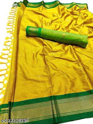 Paithani Self Design Mysore Pure Silk Saree(Yellow)