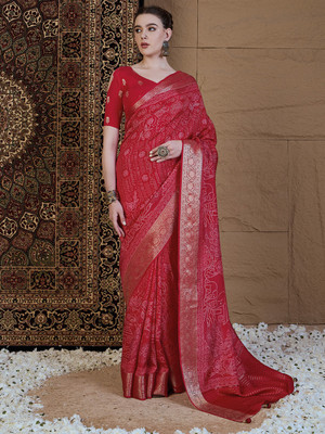 Tasrika Woven Chinnalapattu Viscose Rayon Saree(Red)