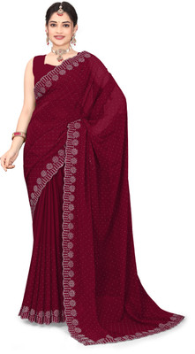 Shiv Febric Embroidered Chanderi Pure Silk Saree(Maroon)