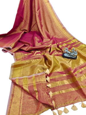 kalpana handloom Solid/Plain Tant Tissue Saree(Multicolor)