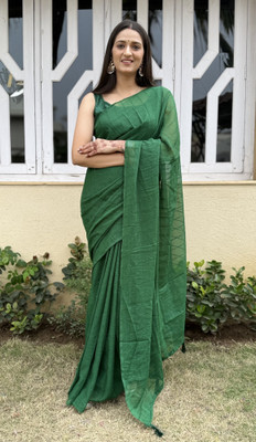 SUDIPTA Striped Bollywood Georgette Saree(Green)