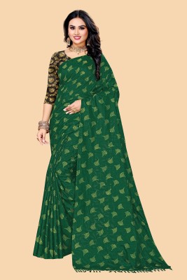 D'LIYA FASHION & FABRICS Printed Bollywood Silk Blend, Art Silk Saree(Dark Green, Gold)