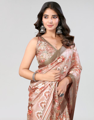 ANIRAV Printed Kalamkari Art Silk Saree(Green)