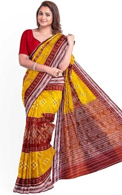 JAYANTI HANDLOOOMS Self Design Sambalpuri Pure Cotton Saree(Yellow)