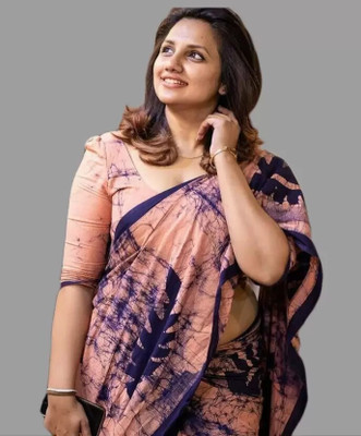 The Familiar Handicrafts Printed, Blocked Printed Bollywood Pure Cotton Saree(Brown)