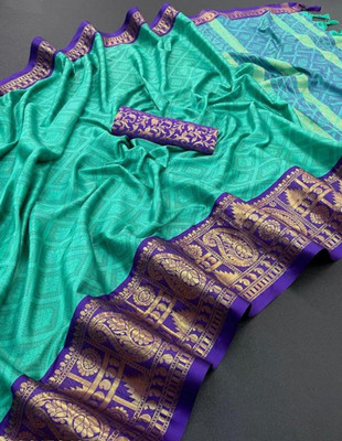 Jbk enterprise Self Design Banarasi Pure Silk Saree(Light Blue)