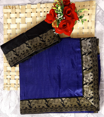 Dharam Creation Solid/Plain, Animal Print Bollywood Georgette Saree(Blue)