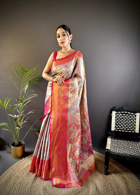LeeliPeeri Designer Woven Banarasi Cotton Silk Saree(Multicolor)