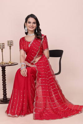 K 5 FASHION Embellished Bollywood Jimmy choo Saree(Light Blue)