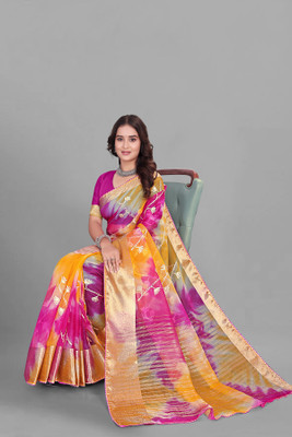 Aarunika SKT Solid/Plain Bollywood Organza Saree(Pink)