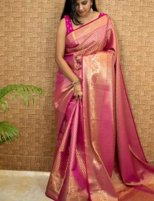 kalhari Self Design Banarasi Jacquard Saree(Red)