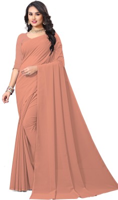 ABRUZZO Solid/Plain Daily Wear Georgette Saree(Pink)