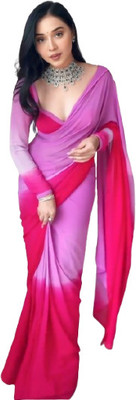 JATADHAR FAB Dyed Ready to Wear Georgette Saree(Red)