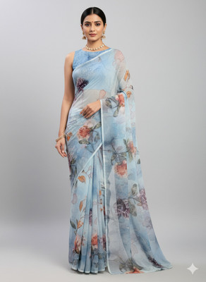 SHILPKALA Floral Print Bollywood Georgette Saree(Multicolor)