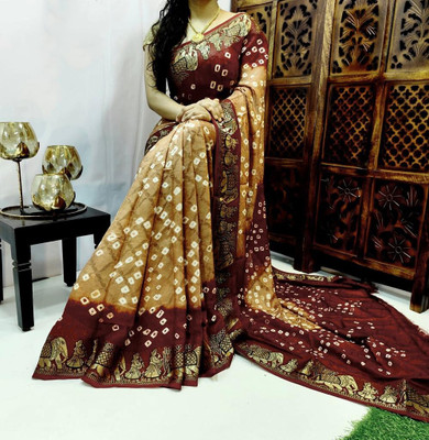 DHARMRAJ ENTERPRISE Woven Bandhani Art Silk Saree(Multicolor)