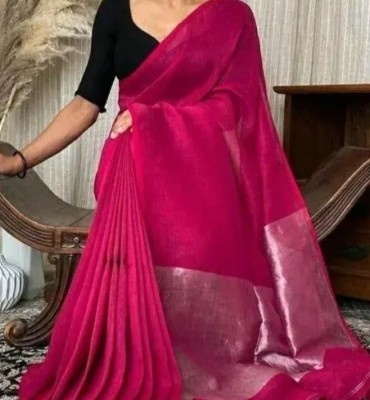 PREOSY Self Design Bollywood Cotton Blend Saree(Pink)