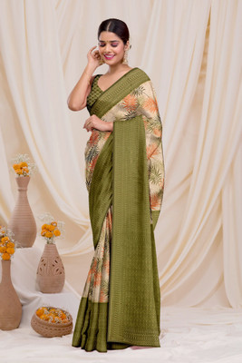 AK Fashion Digital Print Bollywood Tussar Silk Saree(Multicolor)