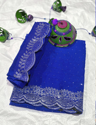 katariya Solid/Plain, Embellished, Embroidered Bollywood Cotton Silk Saree(Purple)