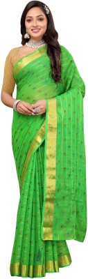 Aardiva Woven Bollywood Chiffon Saree(Green)