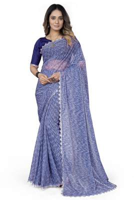 Apnisha Embellished Bollywood Lycra Blend Saree(Dark Blue)