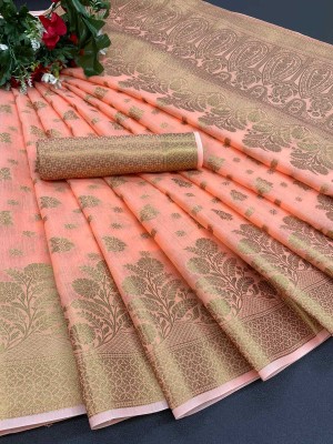 Shree Hari creation Woven Banarasi Cotton Silk, Jacquard Saree(Orange)