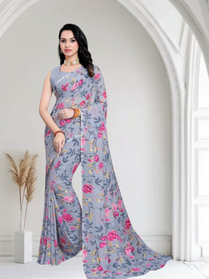 KISSAH Printed Bollywood Georgette Saree(Multicolor)