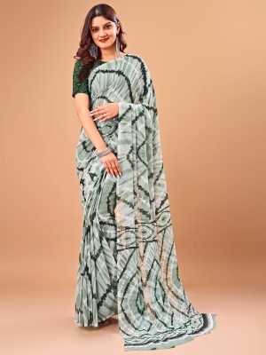 Leelavati Printed Daily Wear Chiffon Saree(Green)