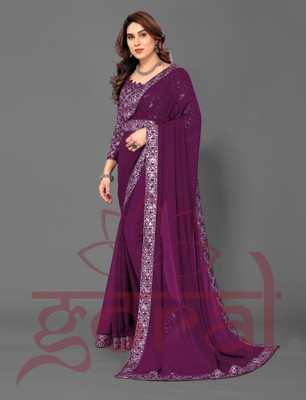 GORAL Solid/Plain Bollywood Chiffon Saree(Magenta)