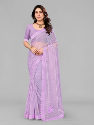 miracletex Digital Print Daily Wear Lycra Blend Saree(Purple)