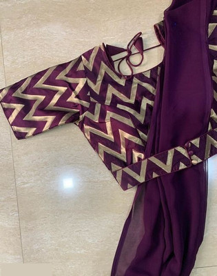 DRIZOMIZ Solid/Plain Bollywood Georgette Saree(Purple)