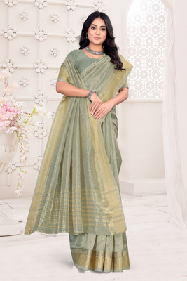 SDFSD Self Design, Woven Daily Wear Cotton Blend Saree(Green)