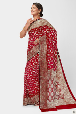 DORA SILK Woven Banarasi Satin Saree(Pink)